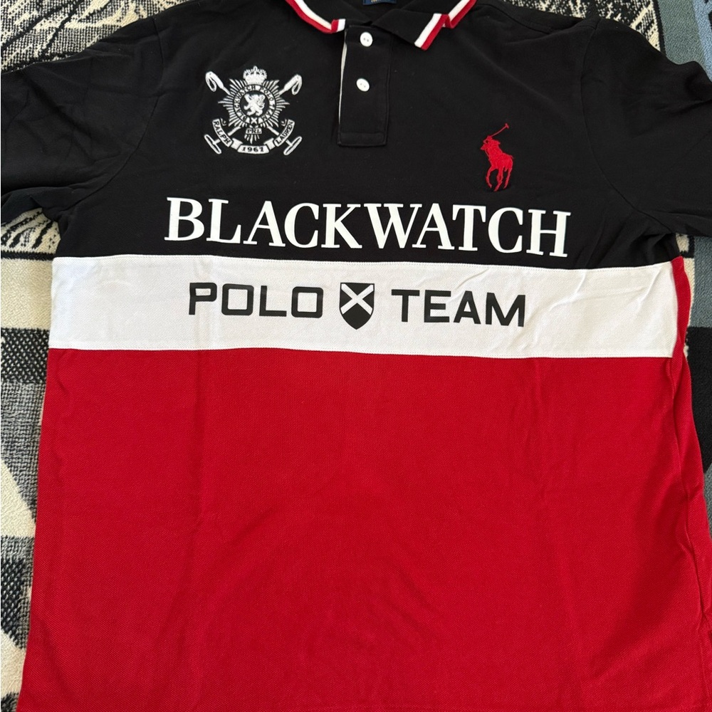 Polo Ralph Lauren BlackWatch #2 Big Pony Embroidered Black/White/Red LS Polo